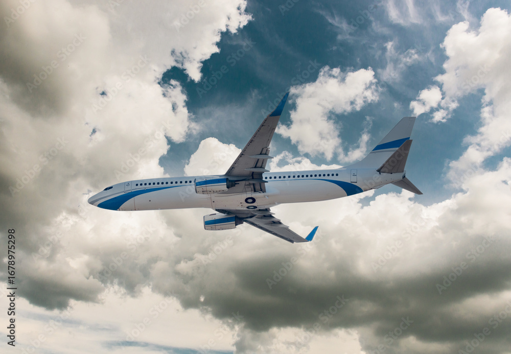 Fototapeta premium Plane Flying Against The Sky