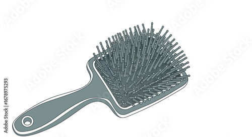 Gray square paddle hairbrush for detangling and styling hair.