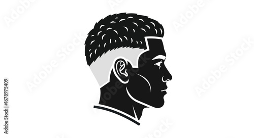 Stylized Mans Profile with Modern Fade Haircut Illustration.