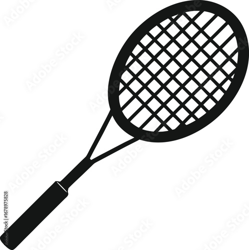 badminton racket silhouette vector illustration on white background
