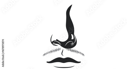 Detailed Illustration of a Human Nose and Mouth.
