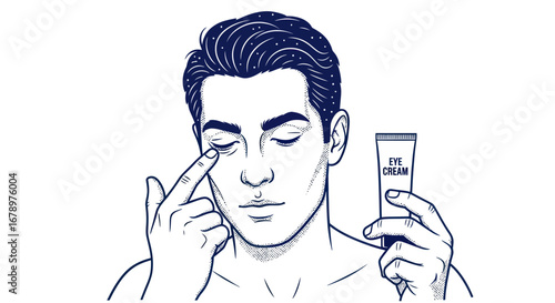 Man Applying Eye Cream.
