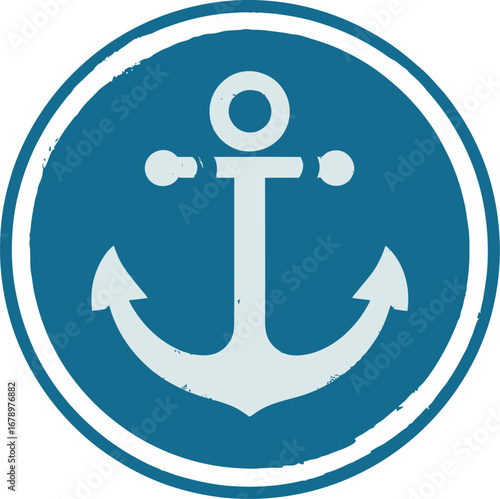 A classic anchor emblem in a circular frame, embodying nautical themes and maritime strength, perfect for marine branding and seafaring ventures