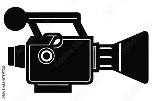 video camera silhouette vector art icon