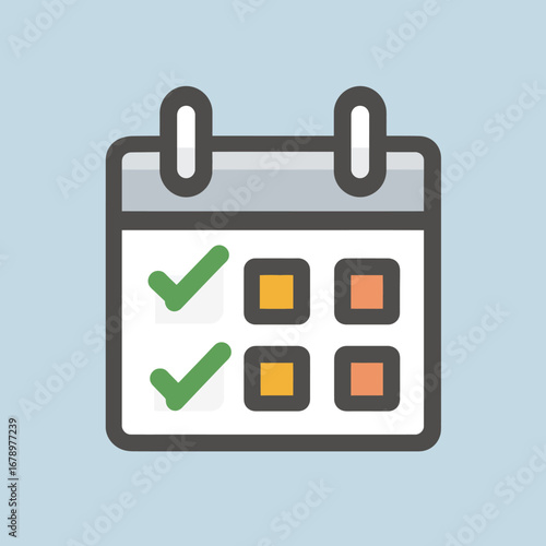Clean design of a calendar displaying important dates with completed tasks, perfect for illustrating project progress and successful scheduling