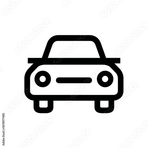 Simple car icon in a clean line art style. Vector automobile pictogram for transportation, web, and mobile app design. Minimalist vehicle silhouette graphic