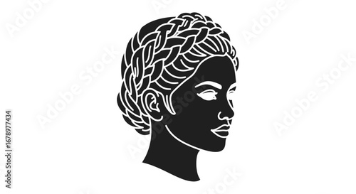 Elegant Woman Profile Silhouette with Braided Hairstyle.