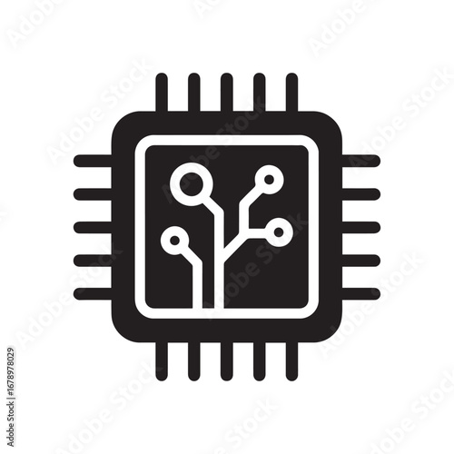 black and white cpu chip icon clip art preview