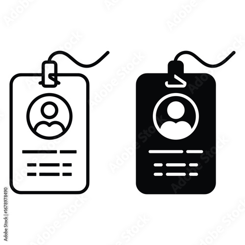 Identity Card or Access Badge Icon with Person Symbol and Text Lines pass