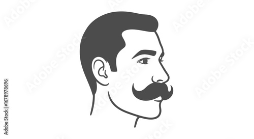 Man with Mustache Profile Illustration.