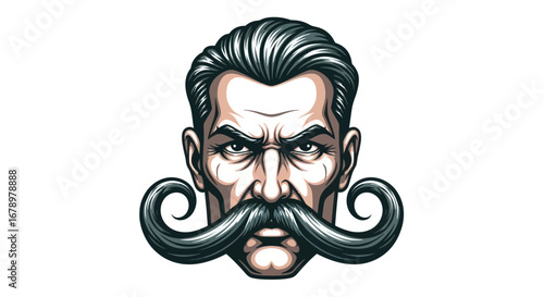 Intense Man with Elaborate Handlebar Mustache.