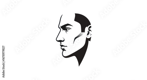 Profile of a Man: Serious Focused Expression.