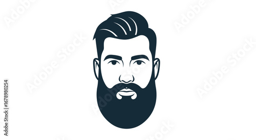 Stylized illustration of a man with a full beard and modern haircut.