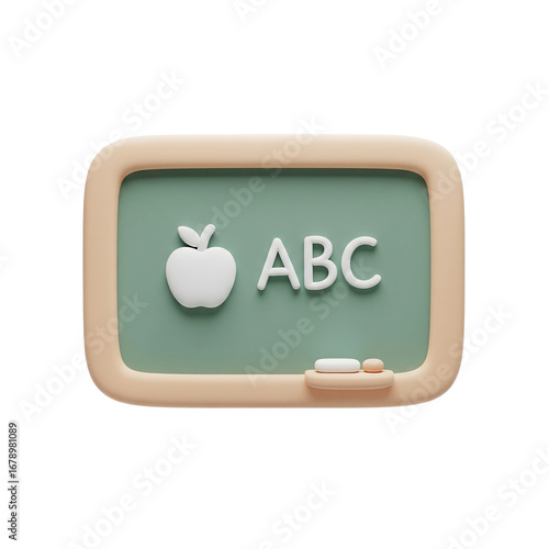 3D Blackboard with ABC Letters Icon for Learning and School