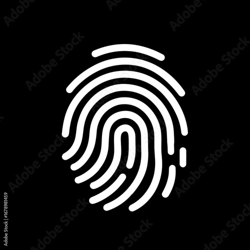 A simple and natural fingerprint graphic. White outline icon symbolizing individuality, access, and digital verification
