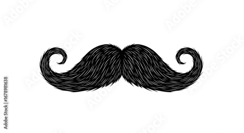 Detailed Handlebar Mustache Illustration on White Background.