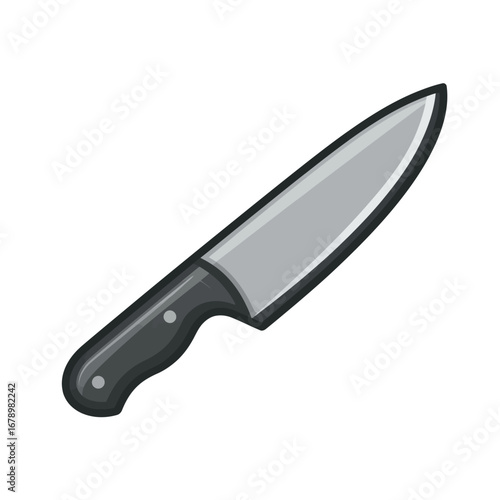 A simple vector illustration of a chef's knife icon. This sharp kitchen utensil is perfect for cooking, culinary themes, and food preparation graphics