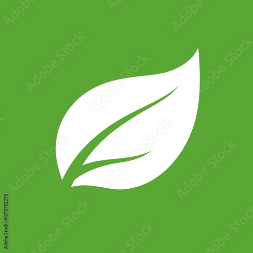 A minimalist symbol of nature, ecology, and organic living. Simple flat vector graphic illustration on a green background