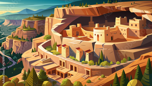 The Mesa Verde National Park in Colorado, USA preserves cliff dwellings carved into sandstone alcoves, showcasing the architectural ingenuity of the ancestral Puebloan civilization.