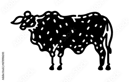 Silhouette of a cow. of farm animals cows
