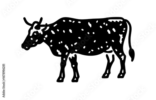 Silhouette of a cow. of farm animals cows