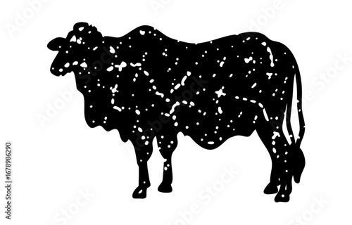 Silhouette of a cow. of farm animals cows