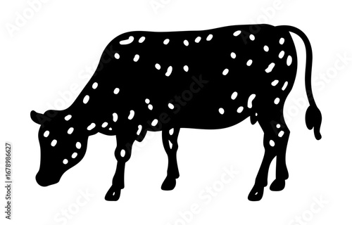 Silhouette of a cow. of farm animals cows 