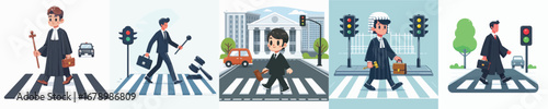 vector of judge crossing the road