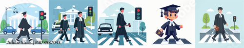 vector of judge crossing the road