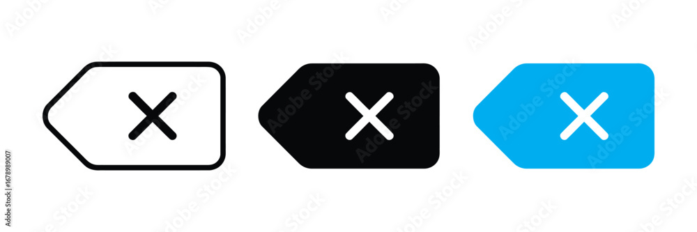 Obraz premium Three different colored buttons with a white letter x symbol on a transparent background isolated on transparent background