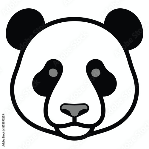 Cute panda face design with bold black and white contrast, modern and playful style