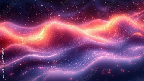 Vibrant cosmic waves of liht and color, creating a msmerizing abstract backgrond for digital art, technoogy, or wellness themes.