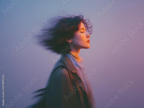 Blurry female silhouette motion blur