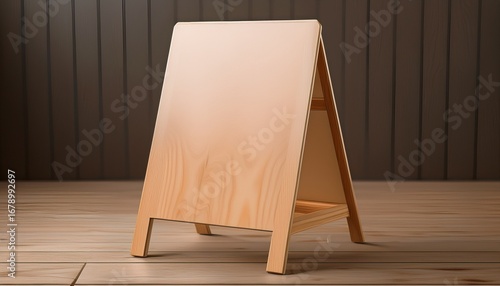 3d realistic floor wood standing folding sandwich board mockup blank portable vertical info placard sign holder stand for welcome sign greeting banner ads showcase sidewalk or caution sign