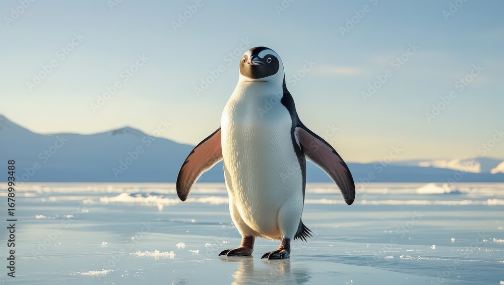 Obraz premium A penguin standing on the ice in antarctica