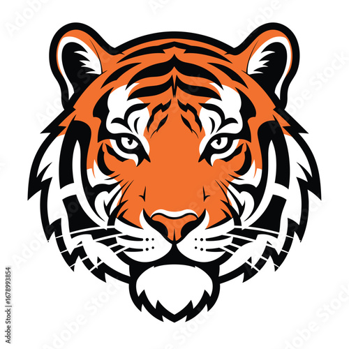 Stunning tiger head design with bold orange and black colors perfect for logos and branding