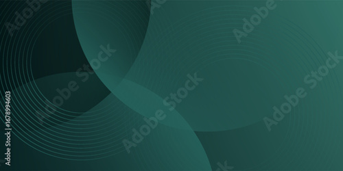 A dark green background with smooth, overlapping circles. The background is green with a gradient texture, creating a modern, abstract style. Minimal abstract circles vector gradient background