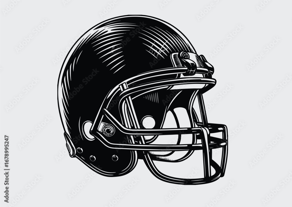 Fototapeta premium American football Black helmet silhouette vector 