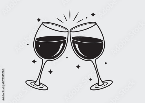 Black two wine glasses silhouette vector illustration