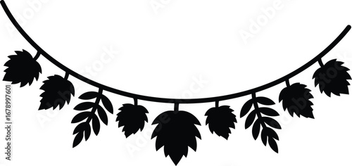 Black and white hop vine garland design.