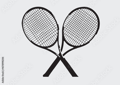 Black Tennis racquet and ball  Vector silhouette vector illustration
