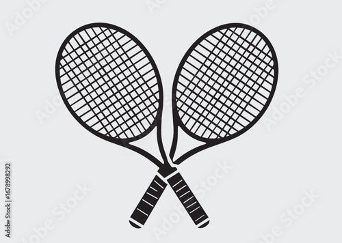 Black Tennis racquet and ball  Vector silhouette vector illustration
