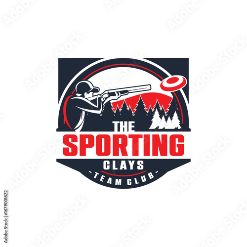 Sporting Clays Shooting Sports Target and Shotgun Gun Club Logo Template