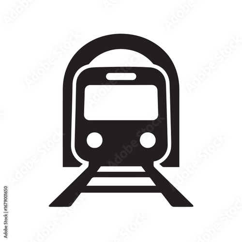 Metro Train silhouette black and white vector icon