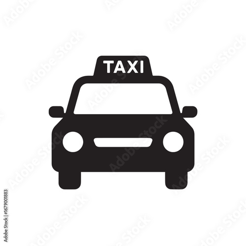 Taxi silhouette black and white vector icon