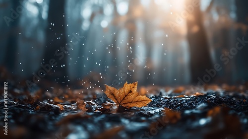 Autumn Leaf Rain Forest Scene