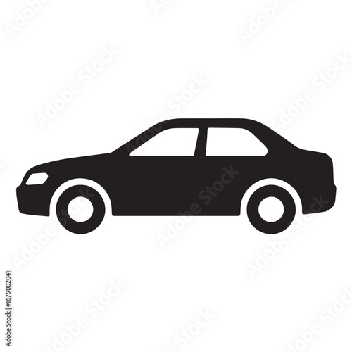 Car silhouette black and white vector icon