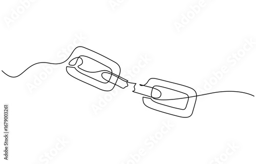 Continuous one line drawing of Chain vector illustration. Editable stroke