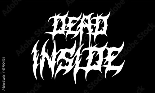 Dead Inside vector typography in horror metal style, perfect for merch, posters, and dark aesthetic designs