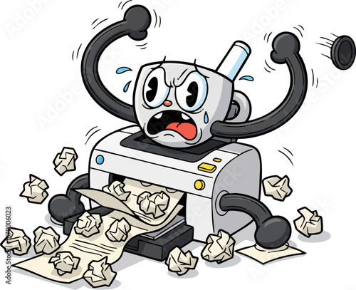 A Panicked, Jammed Printer Spitting Paper